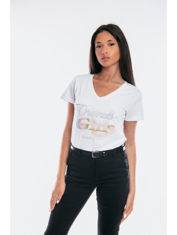 μπλουζα με σταμπα στρας άσπρο σε προσφορά
