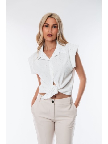 πουκαμισο με στρας και δεσιμο άσπρο σε προσφορά