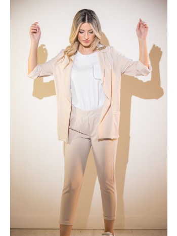 σετ κοστουμι σακακι και παντελονι μπεζ
