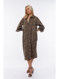 φορεμα midi λεοπαρ μπεζ