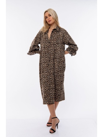 φορεμα midi λεοπαρ μπεζ σε προσφορά