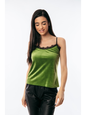 μπλουζα βελουτε με δαντελα στο στηθος lime σε προσφορά
