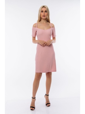 φορεμα γκοφρε βε με τιραντα ροζ σε προσφορά