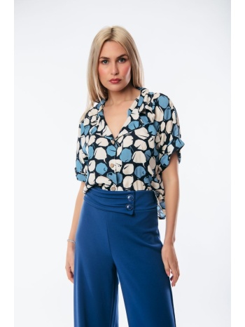 πουκαμισο εμπριμε με κοντο μανικι μπλε σε προσφορά