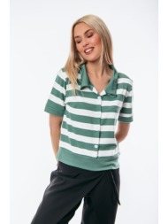 μπλουζα με γιακα ριγε πράσινο