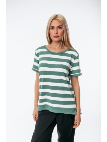 μπλουζα λαιμοκοψη ριγε πράσινο σε προσφορά