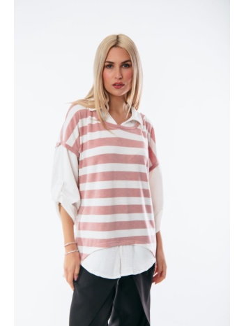 μπλουζοπουκαμισο ριγε ροζ σε προσφορά