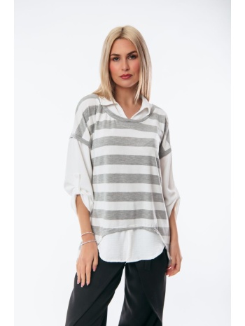 μπλουζοπουκαμισο ριγε γκρι σε προσφορά