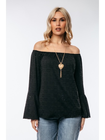 μπλουζα εξω ωμοι και κρεμαστο μαύρο σε προσφορά