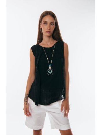 μπλουζα αμανικη με κολιε μαύρο σε προσφορά