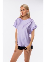 μπλουζα σατεν κοντο μανικι λιλά