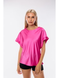 μπλουζα σατεν κοντο μανικι φούξια