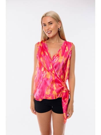 μπλουζα αμανικη κρουαζε με δεσιμο φούξια σε προσφορά