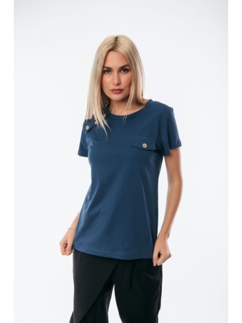 μπλουζα με τσεπακι και κουμπι μπλε σε προσφορά