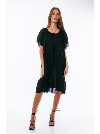 φορεμα κοντομανικο με δεσιμο πισω μαύρο σε προσφορά