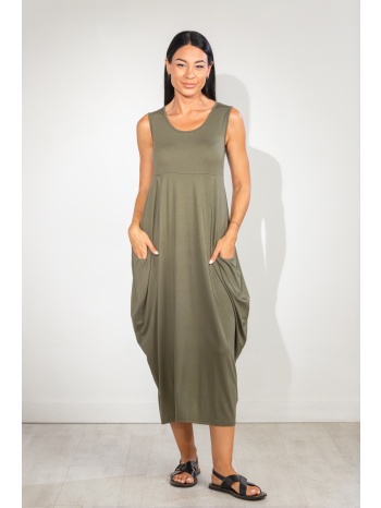 φορεμα midi αμανικο με τσεπες τιρκουάζ σε προσφορά