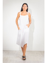 φορμα καπρι με τσεπες λινη άσπρο