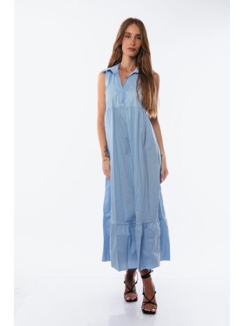 φορεμα αμανικο με κουμπια σιέλ σε προσφορά