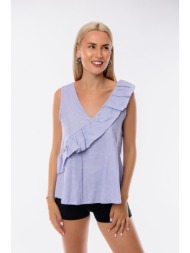μπλουζα αμανικη με βολαν λιλά