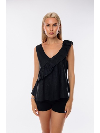 μπλουζα αμανικη με βολαν μαύρο σε προσφορά