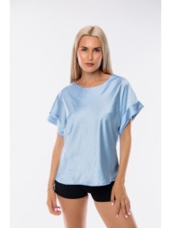 μπλουζα σατεν κοντο μανικι σιέλ