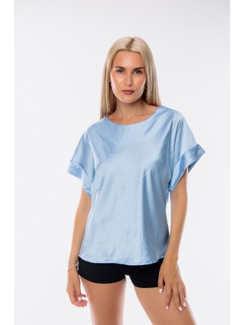 μπλουζα σατεν κοντο μανικι σιέλ σε προσφορά