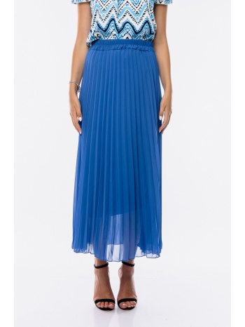 φουστα μακρια με διαφανεια και πιετες μπλε ρουά σε προσφορά