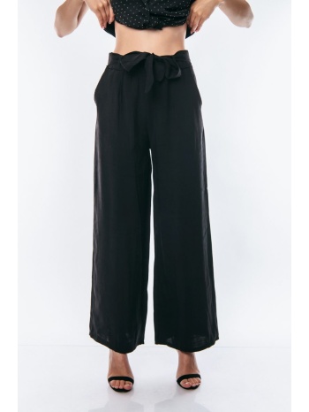 παντελονι με ζωνη και λαστιχο στην μεση μαύρο σε προσφορά