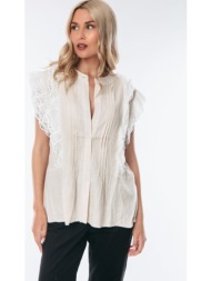 πουκαμισο με δαντελα μπεζ