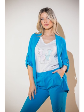 σακακι με γυριστο μανικι σιέλ σε προσφορά