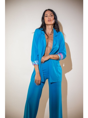 σακακι με επενδυση στο μανικι σιέλ σε προσφορά