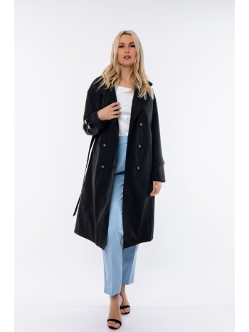 καπαρντινα με κουμπια και ζωνη μαύρο σε προσφορά