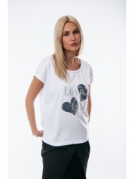 μπλουζα με καρδιες άσπρο