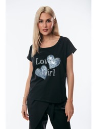 μπλουζα με καρδιες μαύρο