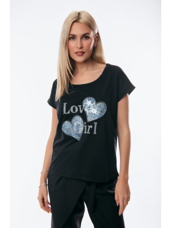 μπλουζα με καρδιες μαύρο σε προσφορά