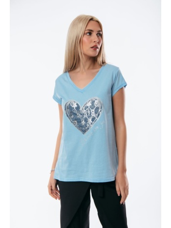 μπλουζα με καρδια σιέλ σε προσφορά