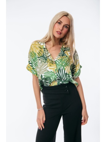 πουκαμισο εμπριμε με κοντο μανικι πράσινο σε προσφορά