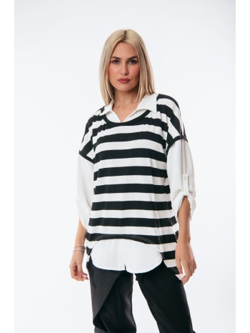 μπλουζοπουκαμισο ριγε μαύρο σε προσφορά