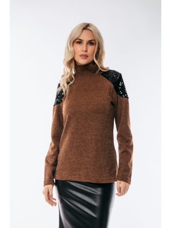 μπλουζα βελουδο με σουρες καφέ σε προσφορά