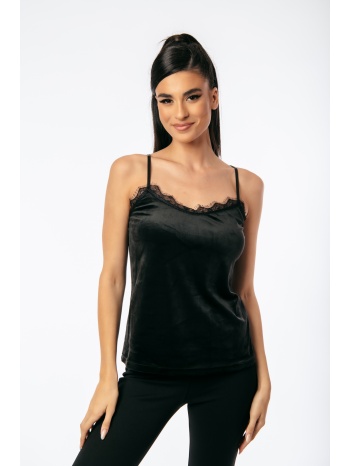 μπλουζα βελουτε με δαντελα στο στηθος μαύρο σε προσφορά