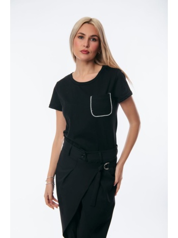 μπλουζα με τσεπη στρας μαύρο σε προσφορά