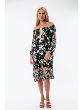 φορεμα βοηο με λαστιχο στους ωμους μαύρο σε προσφορά