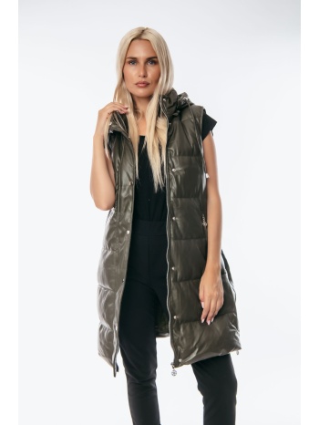 αμανικο μπουφαν μακρυ με κουκουλα δερματινη χακι χάκι σε προσφορά