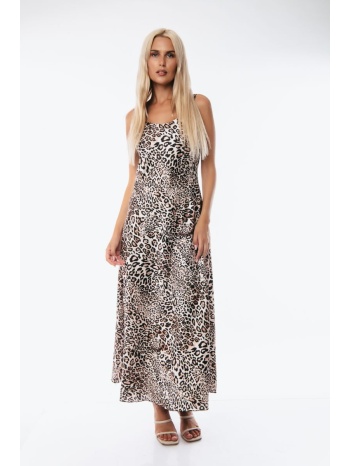 φορεμα λεοπαρ με τιραντα μπεζ μπεζ σε προσφορά