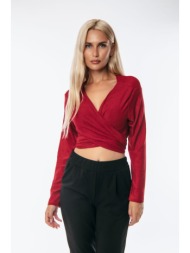 μπλουζα με κρουαζε με δεσιμο lurex κόκκινο