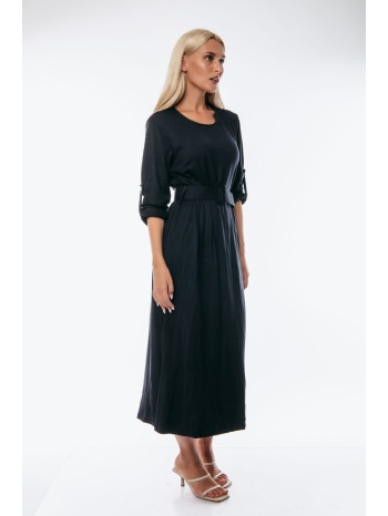 φορεμα μακρυ με γυριστο μανικι και ζωνη μπλε μπλε σε προσφορά