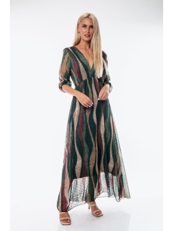 φορεμα εμπριμε με λαστιχο στην μεση πετρόλ σε προσφορά