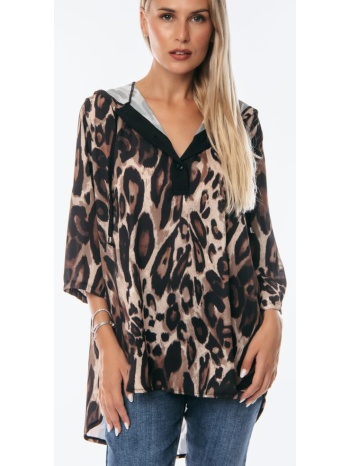 μπλουζα με κουκουλα λεοπαρ μαύρο σε προσφορά