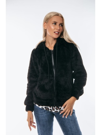 ζακετα με κουκουλα και φερμουαρ μαύρο σε προσφορά