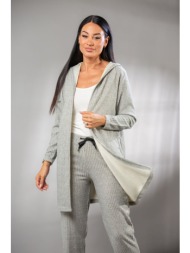 ζακετα πλεκτη ριπ με κουκουλα γκρι